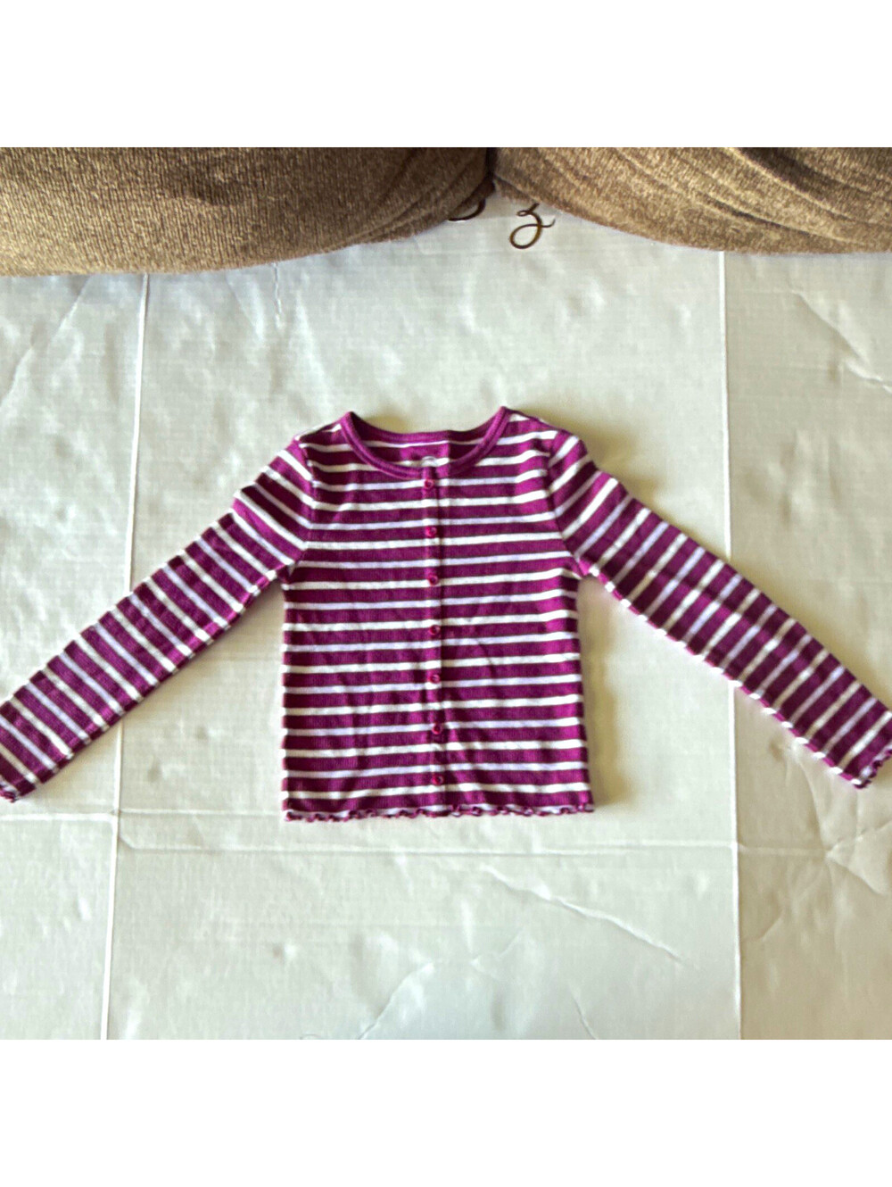 Wonder Nation Girls Striped Knit Long Sleeve Button Front Top S 6-6X
